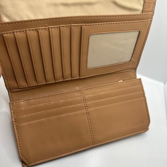 COACH Envelope Turnlock Tan Pebble Leather Wallet - Picture 8 of 12